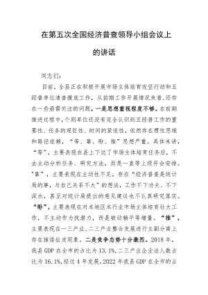 在第五次全国经济普查领导小组会议上的讲话.docx