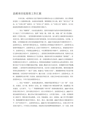 县抓项目促投资工作汇报.docx