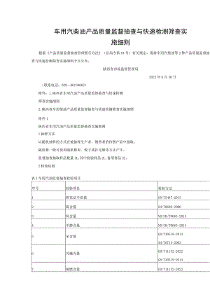 车用汽柴油产品质量监督抽查与快速检测筛查实施细则.docx