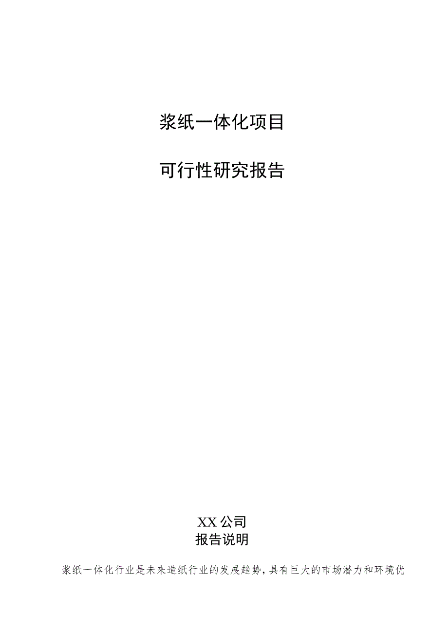 浆纸一体化项目可行性研究报告（范文）.docx_第1页