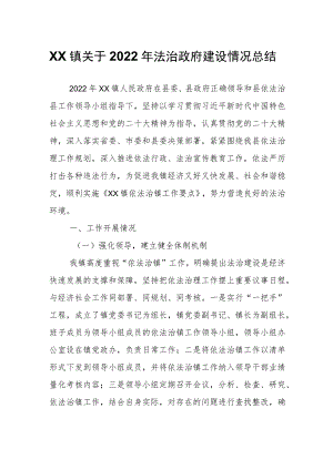 XX镇关于2022年法治政府建设情况总结.docx