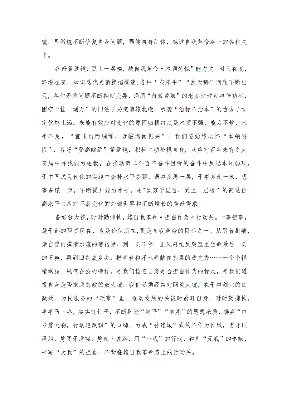 2023学习《论党的自我革命》交流心得体会研讨发言材料（共10篇）汇编供参考.docx_第3页