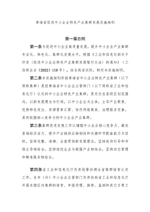 青海省促进中小企业特色产业集群发展实施细则.docx