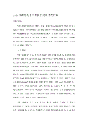 县委组织部关于干部队伍建设情况汇报.docx