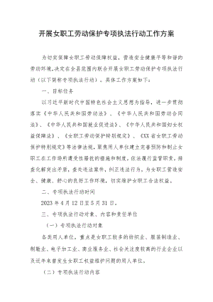 开展女职工劳动保护专项执法行动工作方案.docx