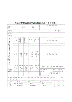 因病致贫重病患者申请审核确认表、审核公示、认定通知书（参考样表）.docx