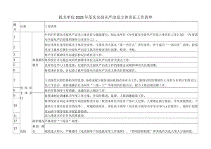 机关单位2023年落实全面从严治党主体责任工作清单.docx