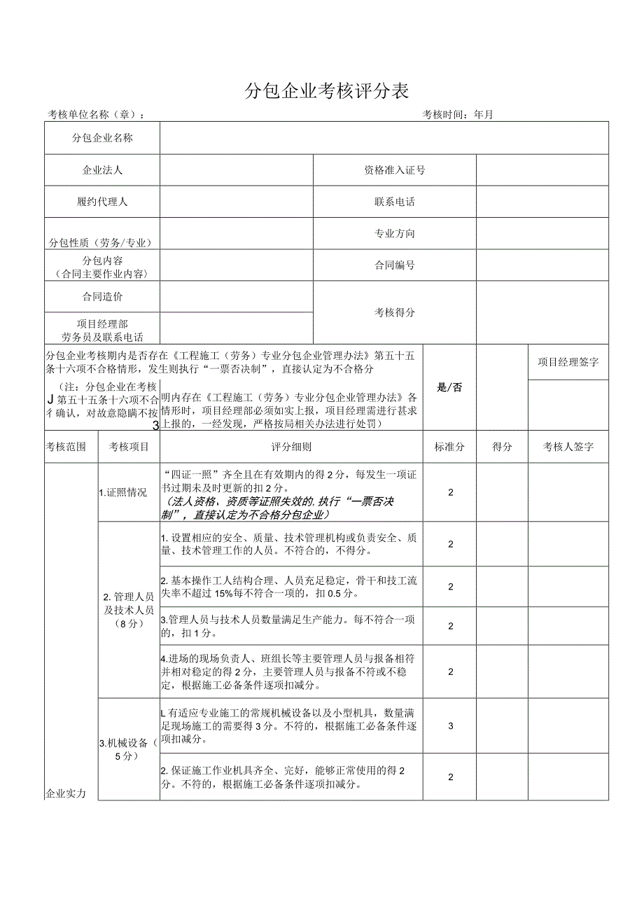 分包方考核评分表.docx_第1页