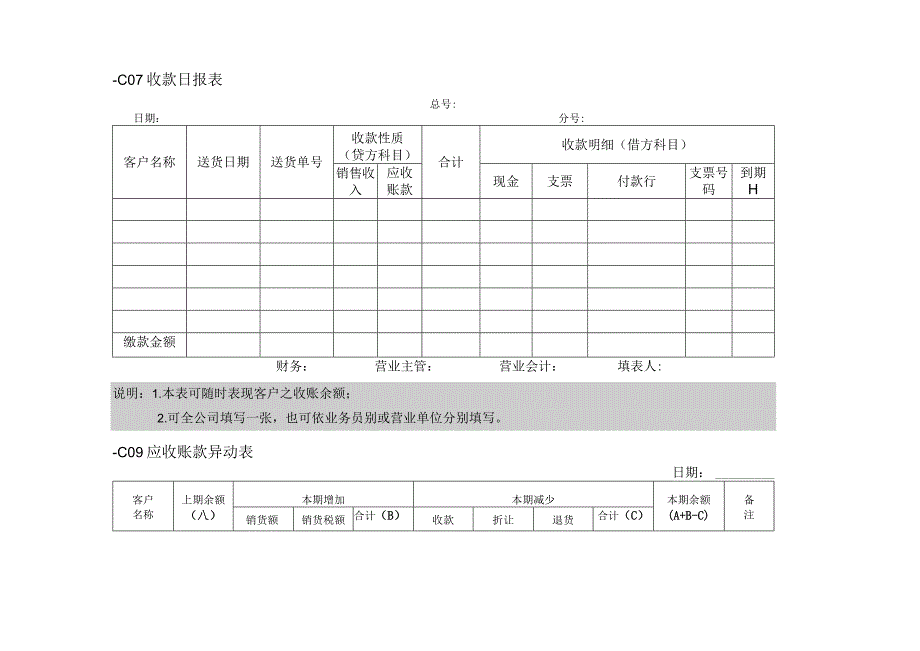 【企业财务管理表格大全】收付款横切.docx_第1页