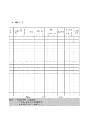 【企业财务管理表格大全】财产目录纵表格.docx