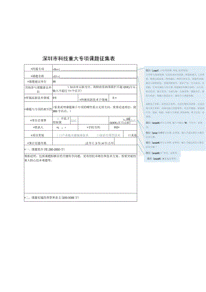 深圳市科技重大专项课题征集表.docx