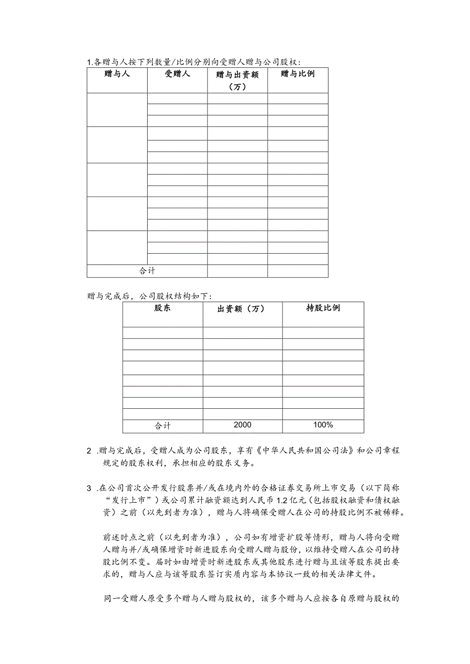 股权相关配套工具09员工激励.股权赠与协议.docx_第3页