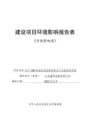 年产100吨泡沫包装制品延长产业链技改项目环境影响评价报告书.docx