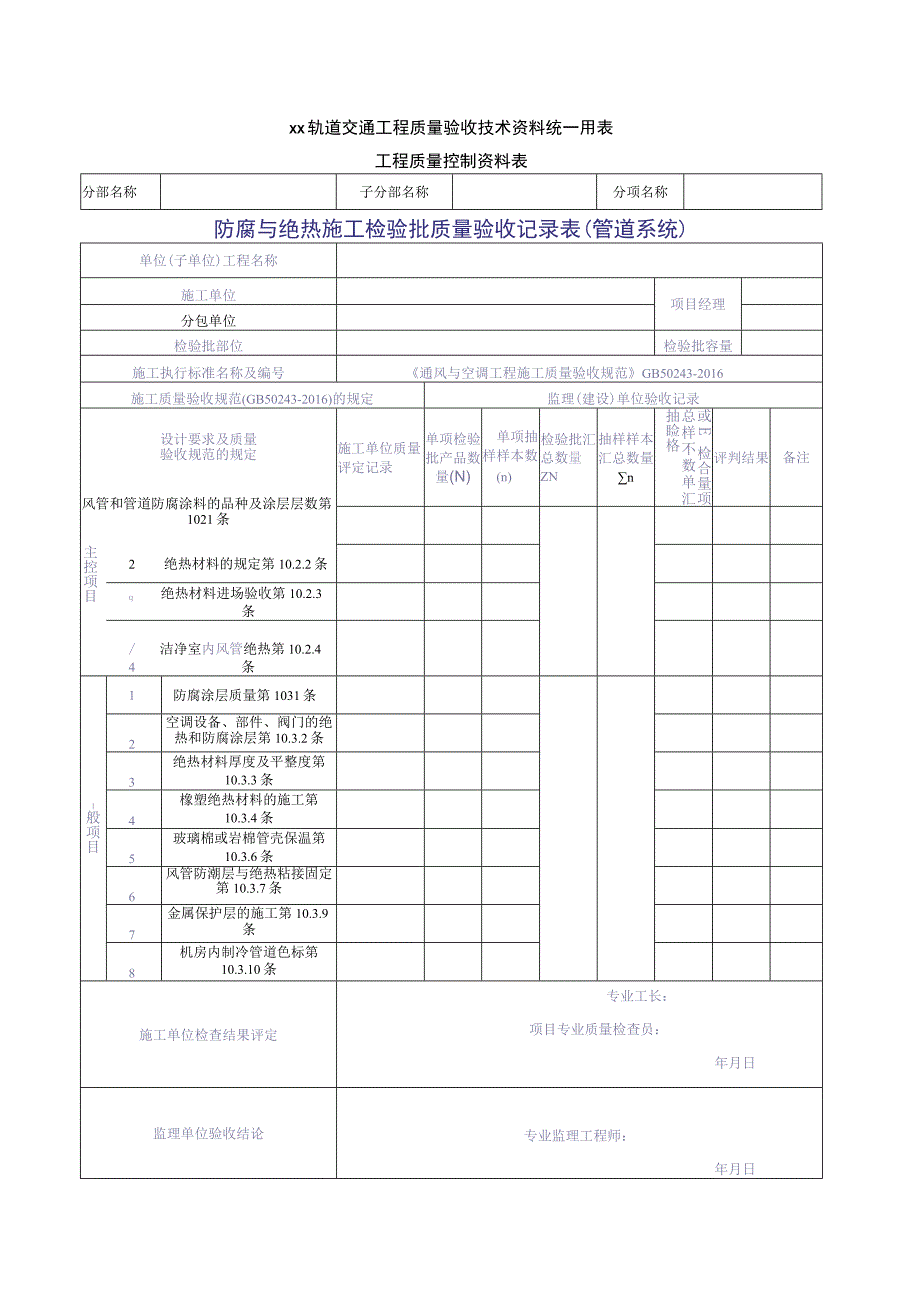 防腐与绝热施工检验批质量验收记录表(管道系统).docx_第1页