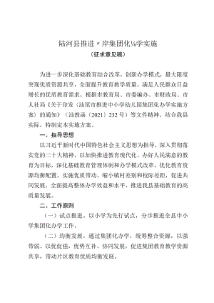 陆河县推进小学集团化办学实施方案（征求意见稿）.docx