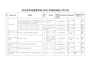 西吉县市场监管系统2020年随机抽查工作计划.docx