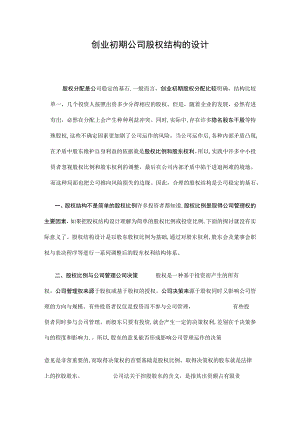 创业初期公司股权结构的设计.docx