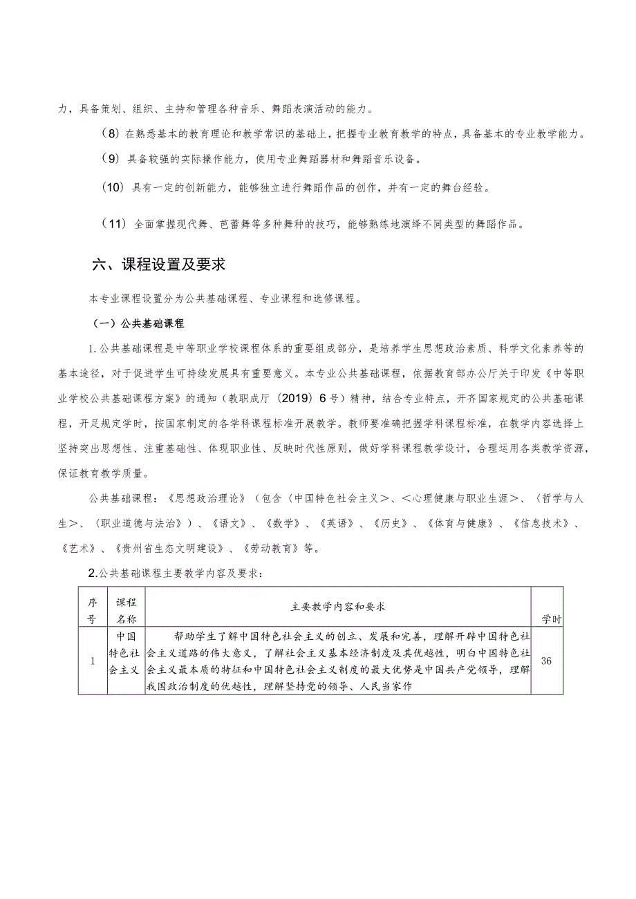 毕节同心农工中等职业技术学校舞蹈表演专业人才培养方案.docx_第3页