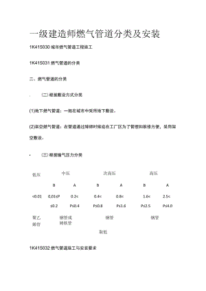 一级建造师 燃气管道分类及安装全.docx