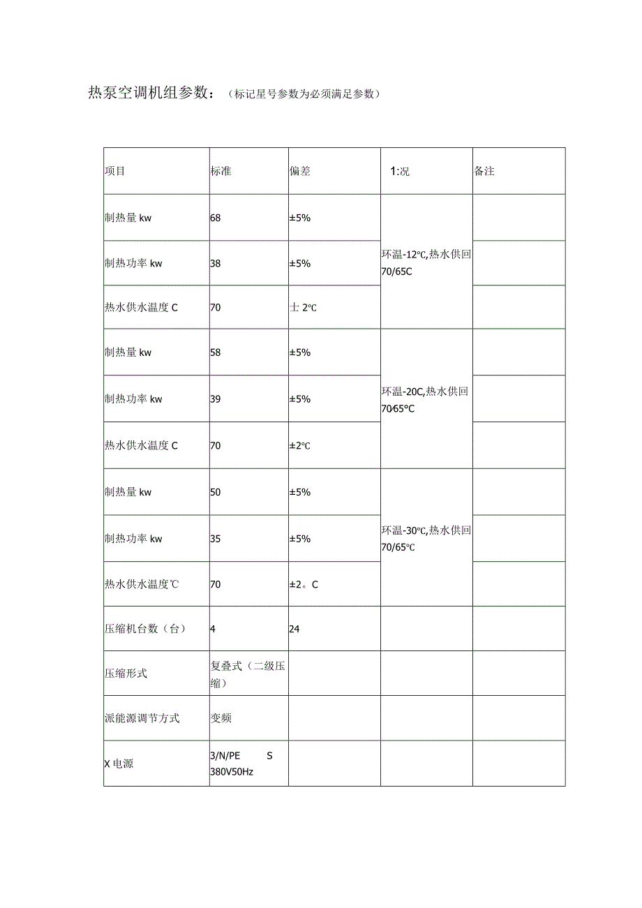 热泵空调机组参数标记星号参数为必须满足参数.docx_第1页