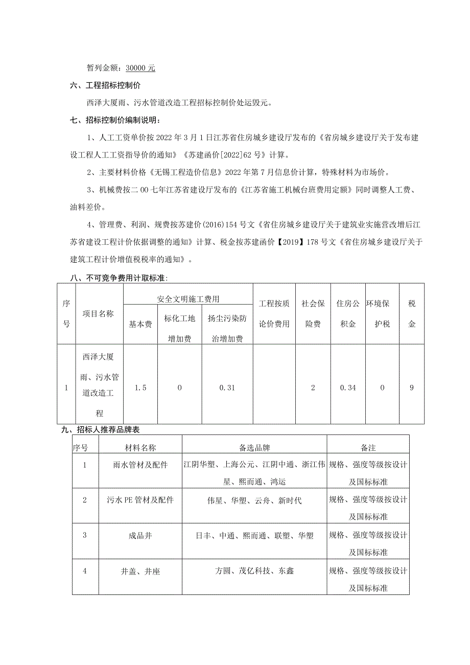 西泽大厦雨、污水管道改造工程控制价编制说明.docx_第2页