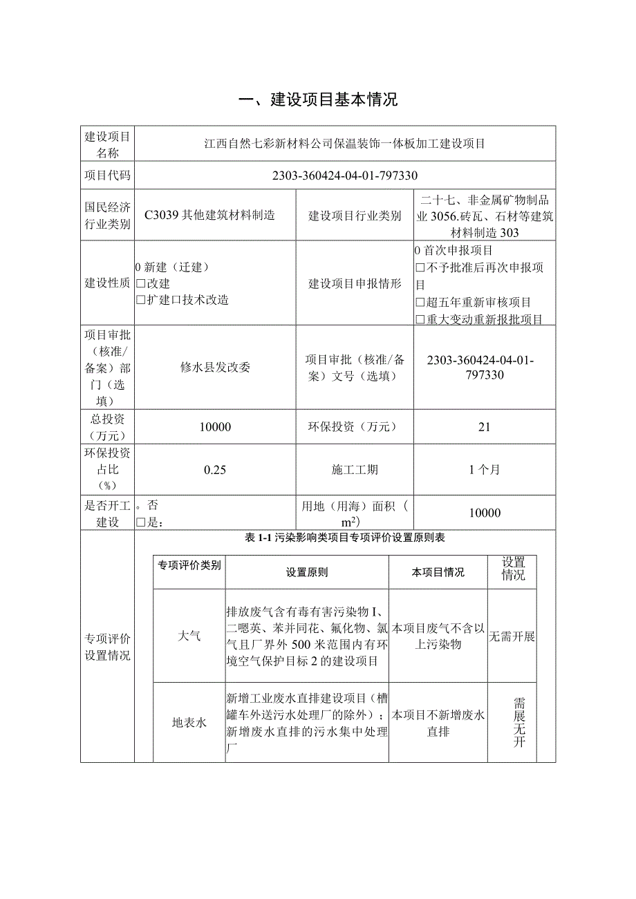 保温装饰一体板加工建设项目环境影响评价报告.docx_第1页