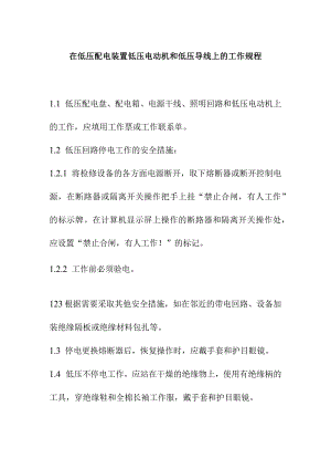 在低压配电装置低压电动机和低压导线上的工作规程.docx