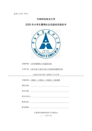 组别专项-序号中南财经政法大学2020年大学生暑期社会实践结项报告书.docx