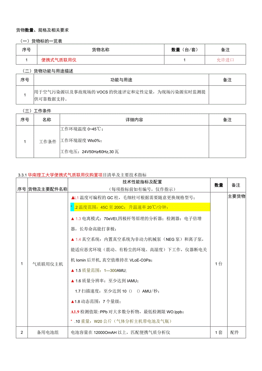 货物数量、规格及相关要求.docx_第1页