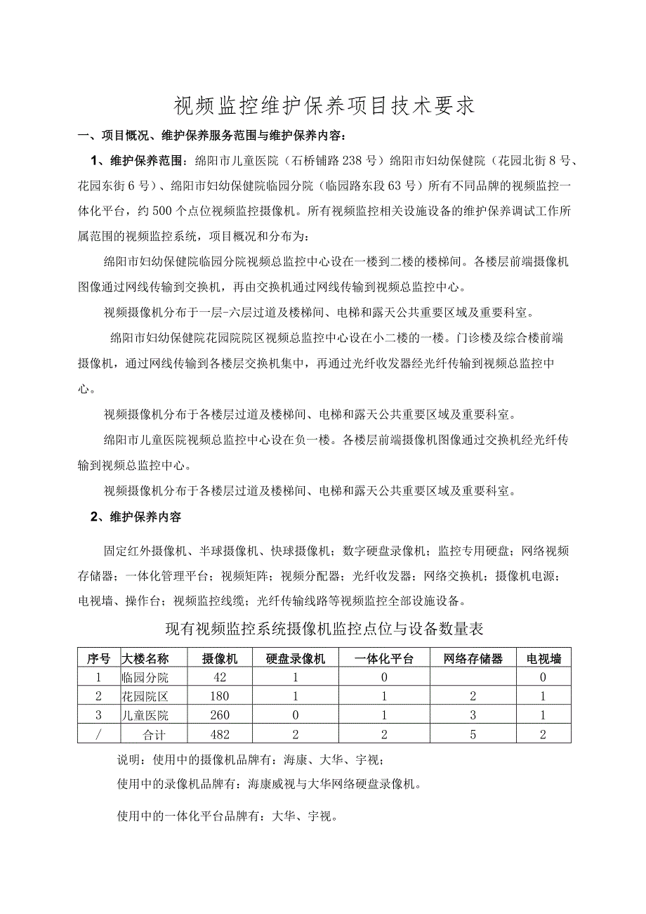 视频监控维护保养项目技术要求.docx_第1页