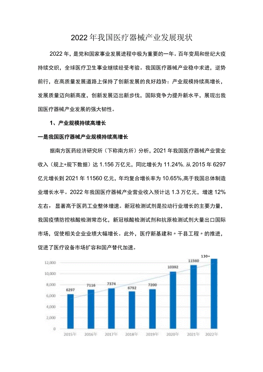 2022年我国医疗器械产业发展现状.docx_第1页