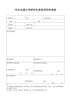 华东交通大学研究生更换导师申请表.docx