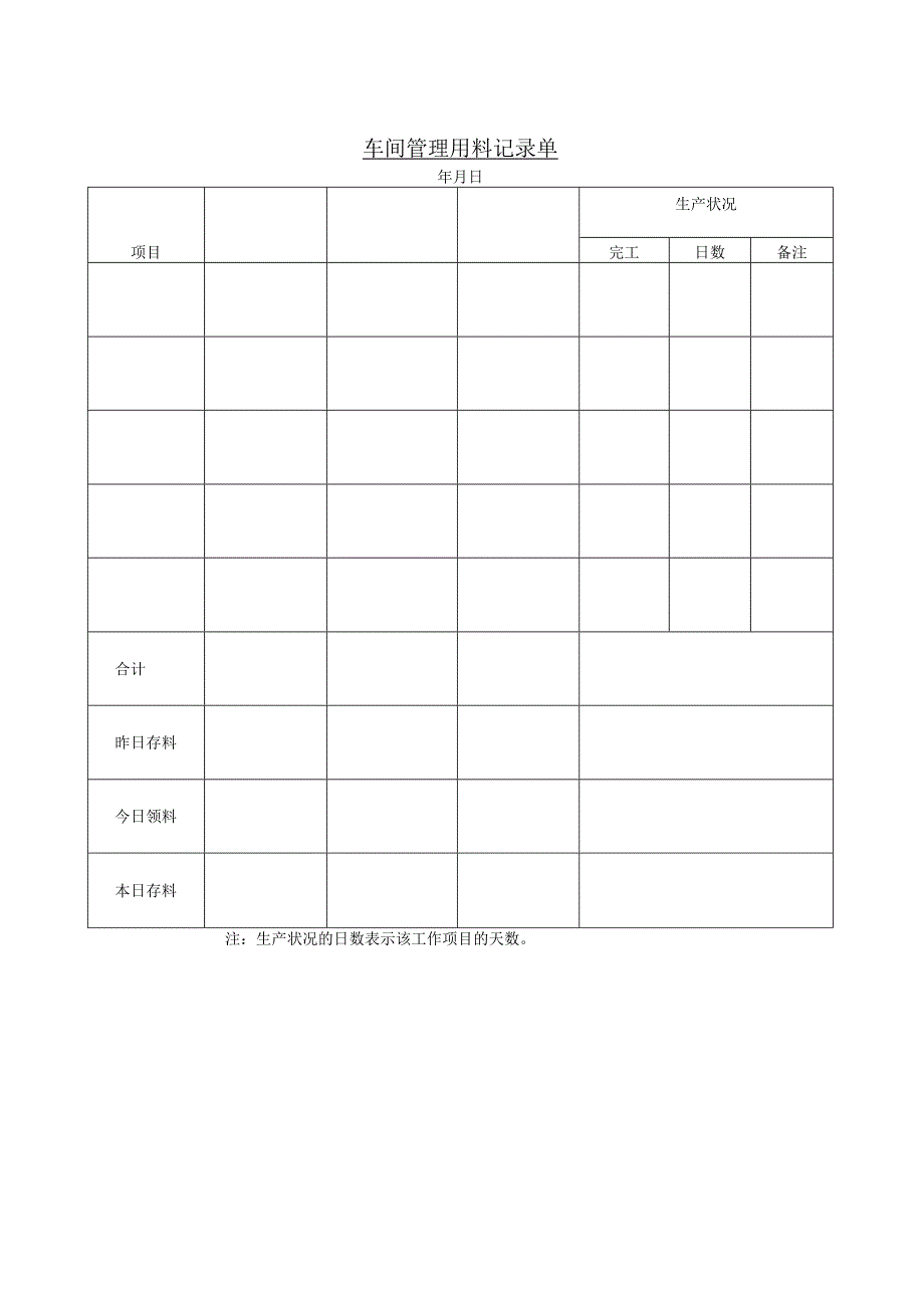 车间管理用料记录单.docx_第1页