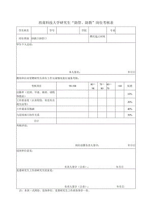 西南科技大学研究生“助管、助教”岗位考核表.docx