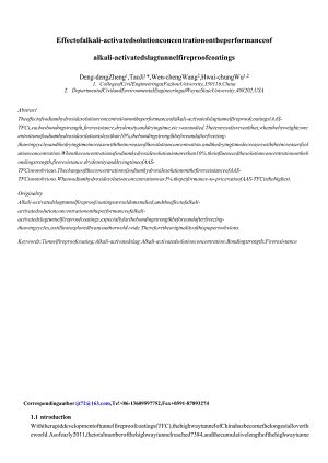 Effect of alkali-activated solution concentration on the performance of alkali-activated slag tunnel fireproof coatings.docx