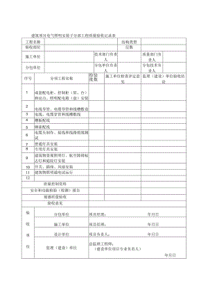 建筑项目电气照明安装子分部工程质量验收记录表.docx