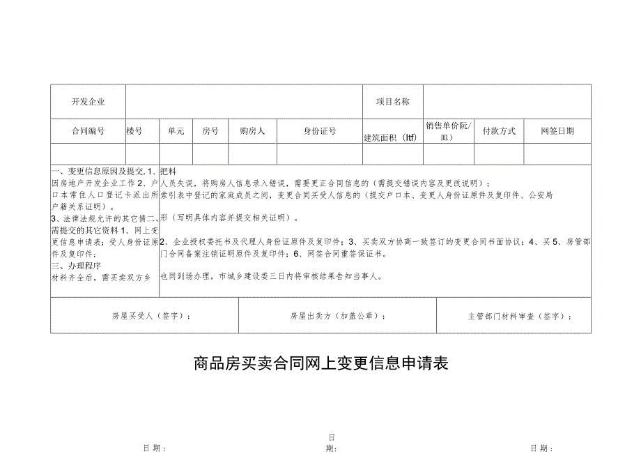 商品房买卖合同网上变更信息申请表.docx_第1页