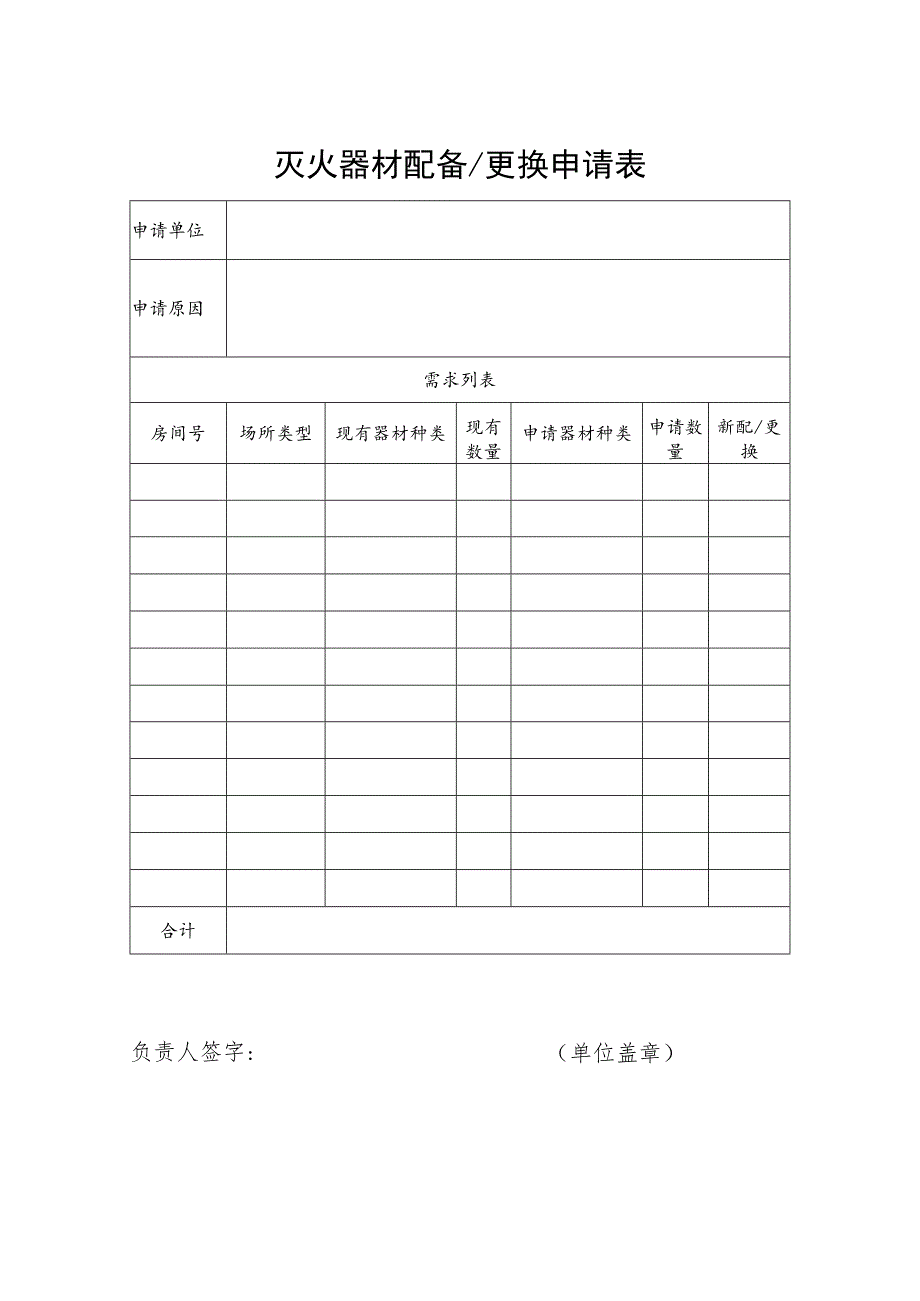 灭火器材配备更换申请表.docx_第1页