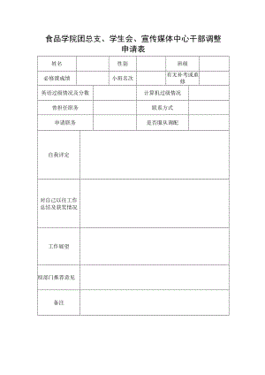 食品学院团总支、学生会、宣传媒体中心干部调整申请表.docx