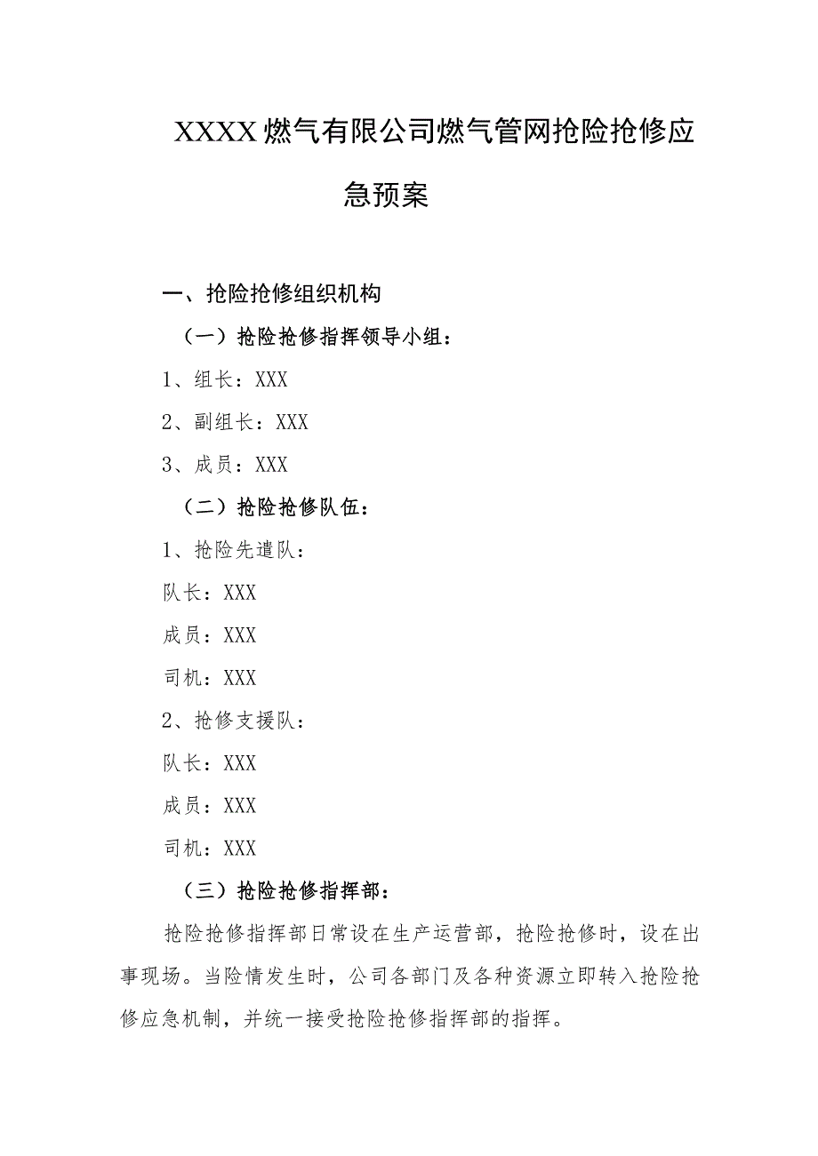 燃气有限公司燃气管网抢险抢修应急预案.docx_第1页