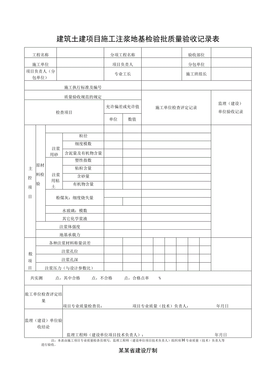 建筑土建项目施工注浆地基检验批质量验收记录表.docx_第1页