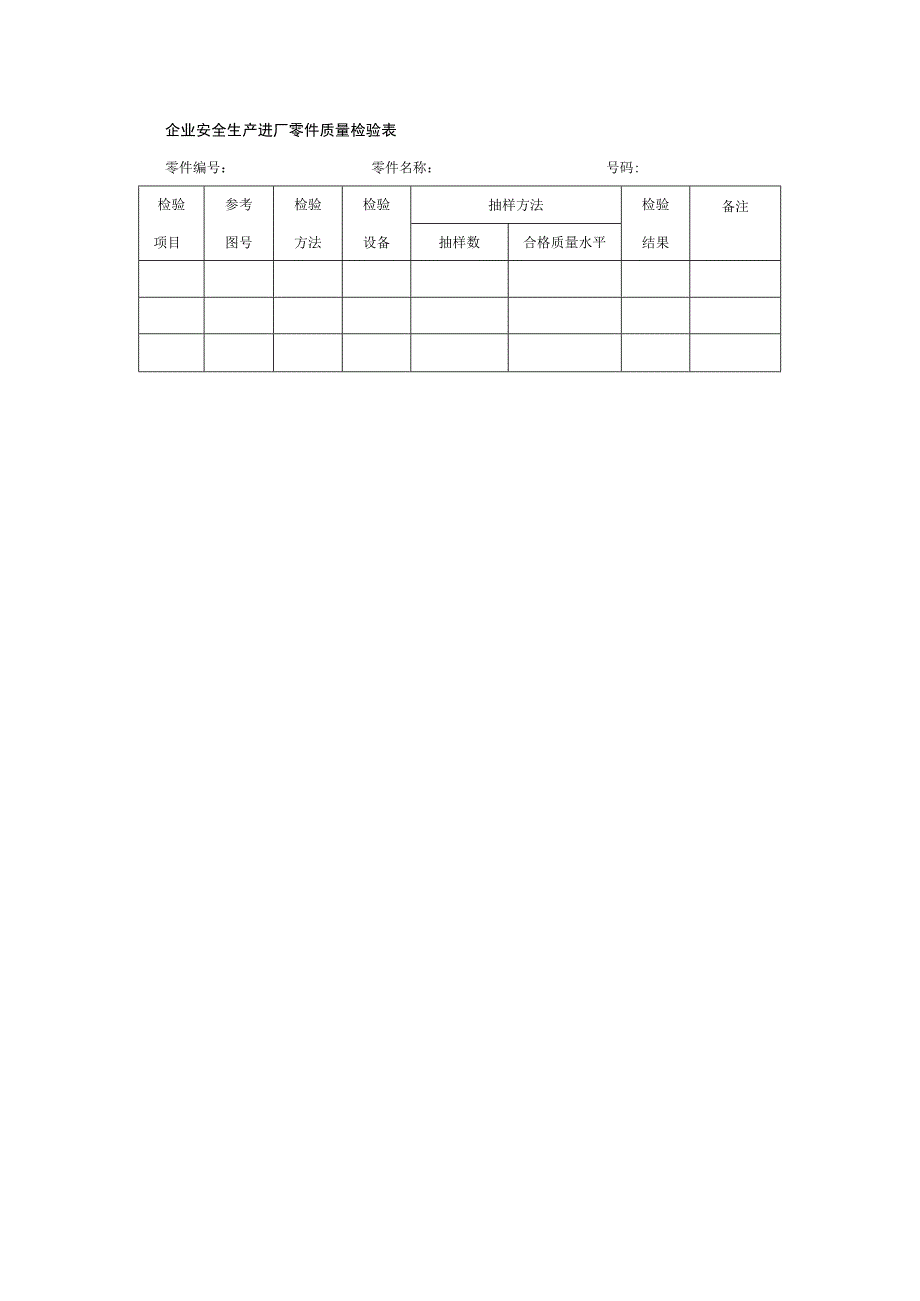 企业安全生产进厂零件质量检验表.docx_第1页