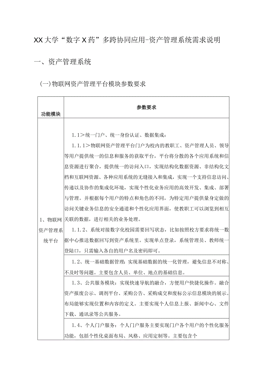 XX大学“数字X药”多跨协同应用-资产管理系统需求说明.docx_第1页