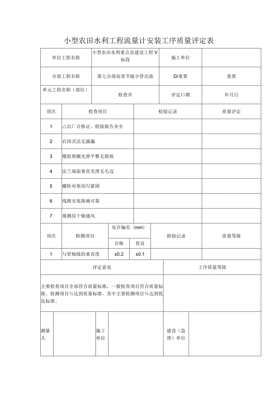 小型农田水利工程流量计安装工序质量评定表.docx_第1页