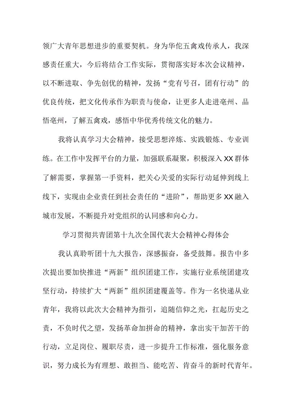 共青团干部学习贯彻共青团第十九次全国代表大会精神个人心得体会 四篇.docx_第2页