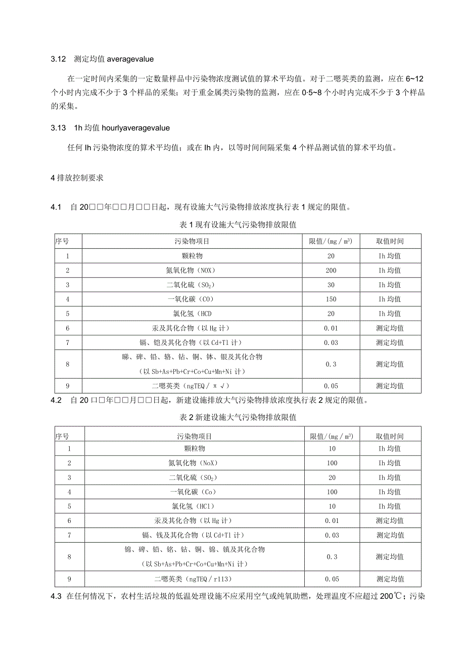 农村生活垃圾低温处理设施大气污染物排放标准.docx_第3页