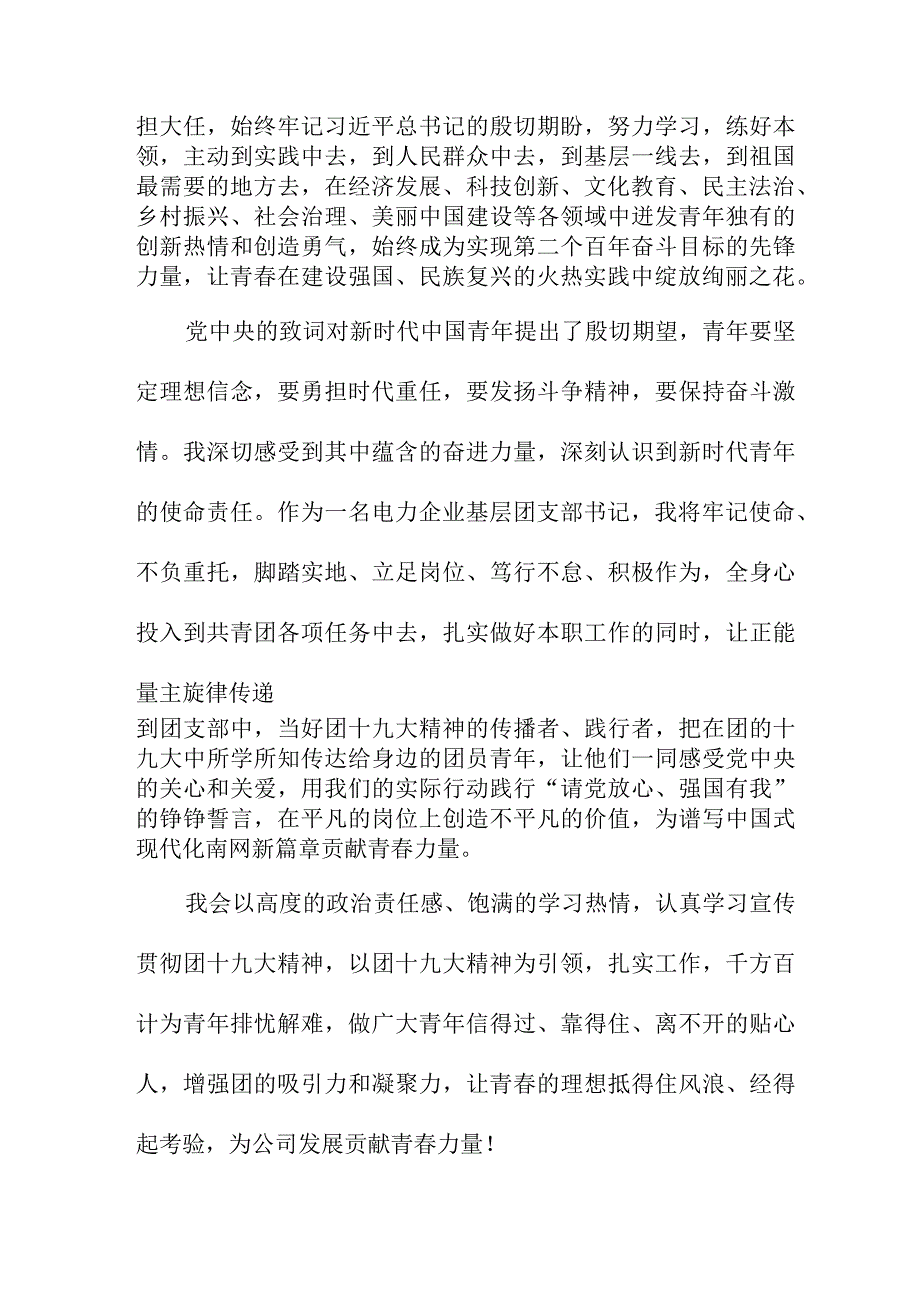 青年党员学习贯彻共青团第十九次全国代表大会精神个人心得体会 汇编4份.docx_第2页