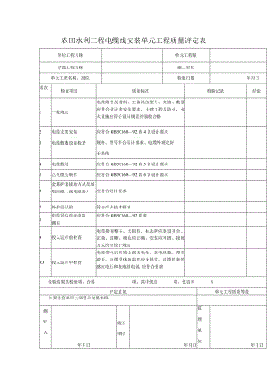 农田水利工程电缆线安装单元工程质量评定表.docx