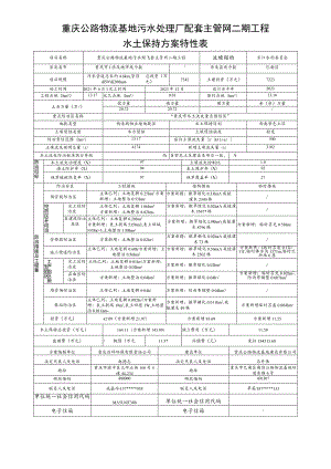 重庆公路物流基地污水处理厂配套主管网二期工程水土保持方案特性表.docx