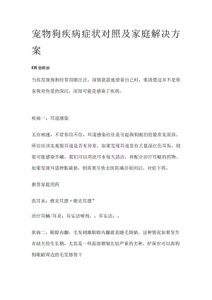 宠物狗疾病症状对照及家庭解决方案全.docx